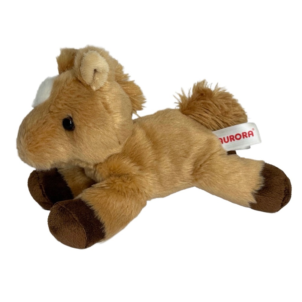 Aurora World Horse Pony Plush Stuffed Animal 8” Light Brown and White Soft Toy